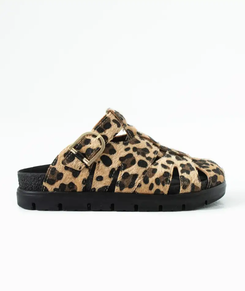 Arven Premium Örümcek Model Terlik - Leopar Kahve