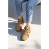 Bağcıklı Kışlık Süet İçi Kürklü Kadın Bot - Vizon
