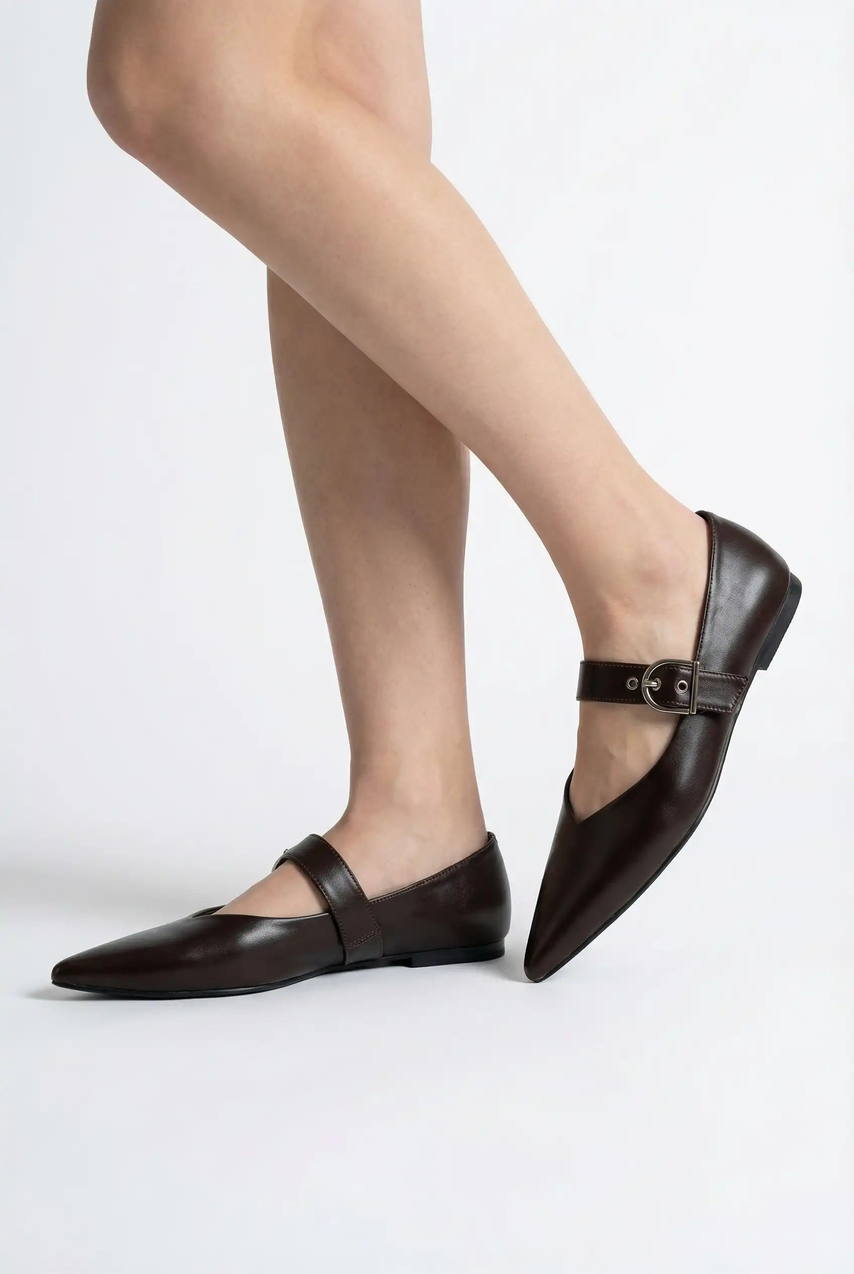 Brano Kadın Kemer Detay Deri Babet Kahve