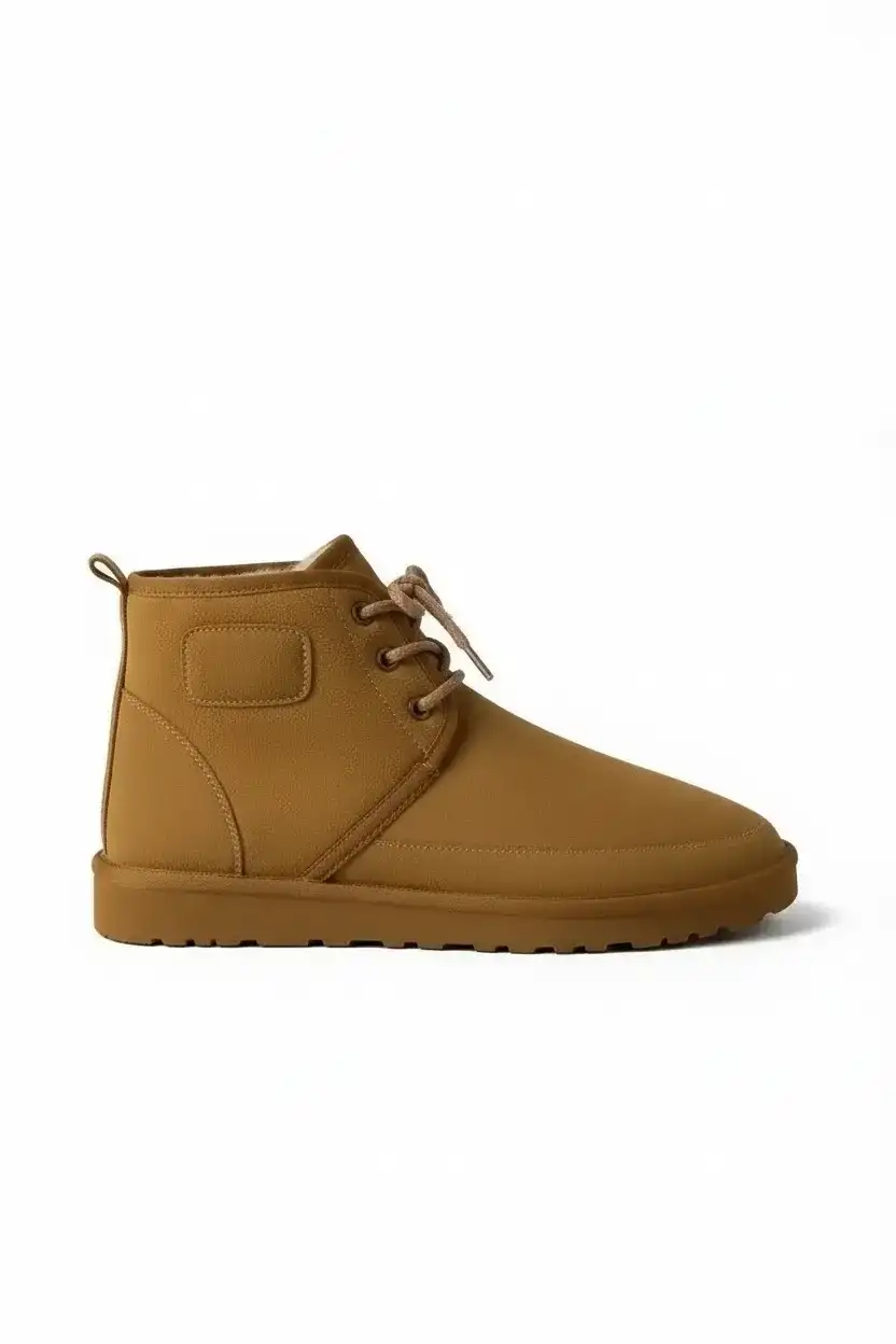 Bağcıklı Kışlık Süet İçi Kürklü Kadın Bot - Taba