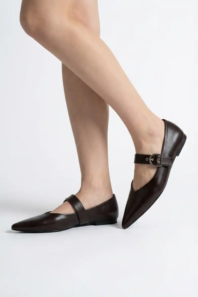 Brano Kadın Kemer Detay Deri Babet Kahve