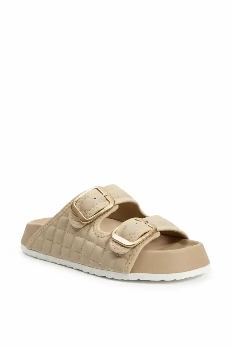 Kapitone Tokalı Ev Dış Mekan Kadın Terlik – Bej