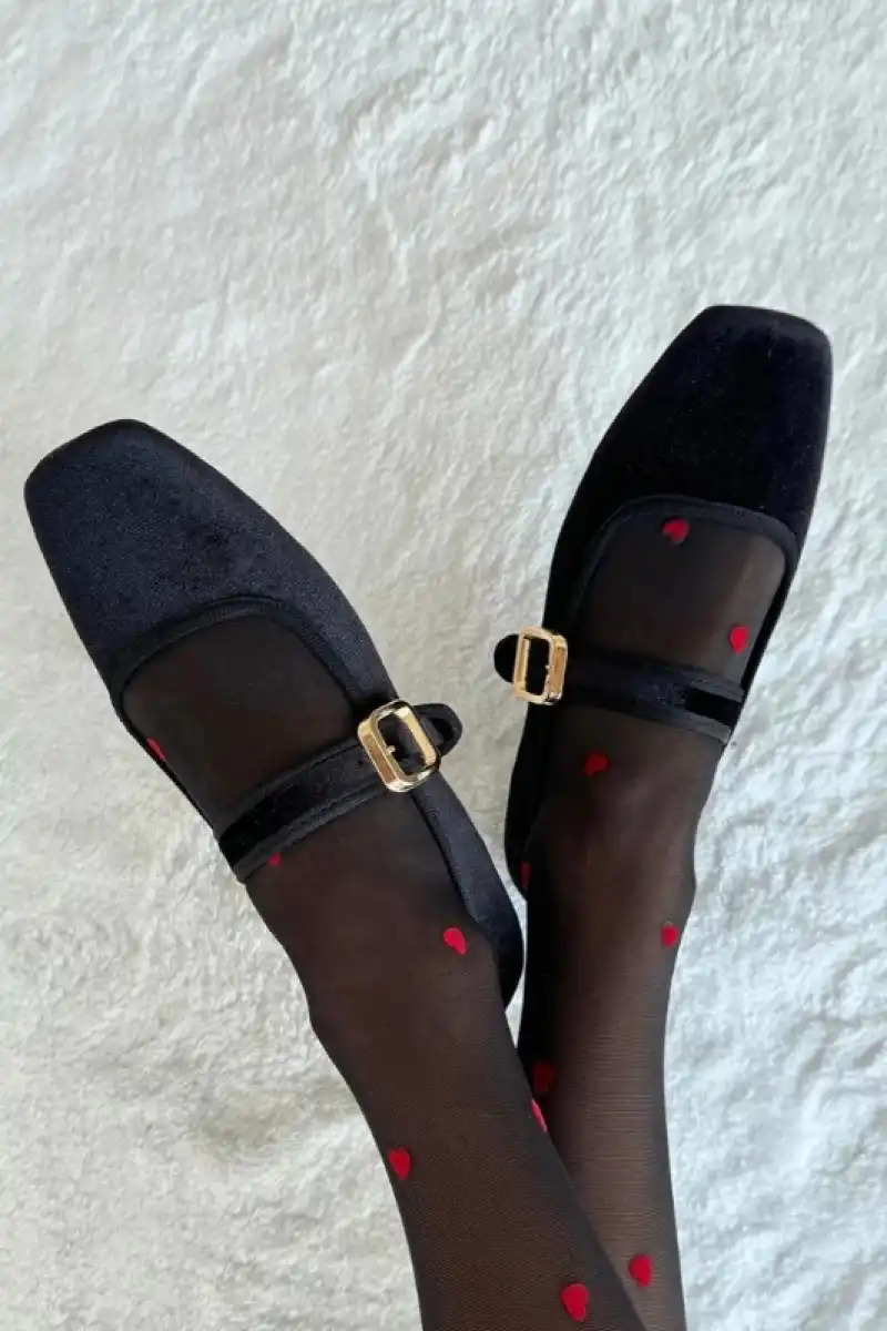 Lisa Kadın Kemer Detay Kadife Babet Siyah