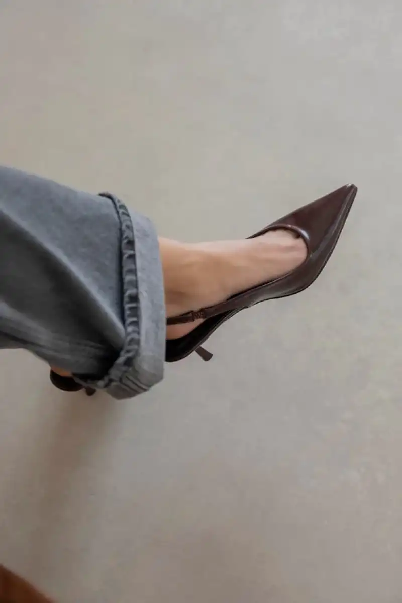 Reya Kadın Kırışık Deri Topuklu Ayakkabı Bordo