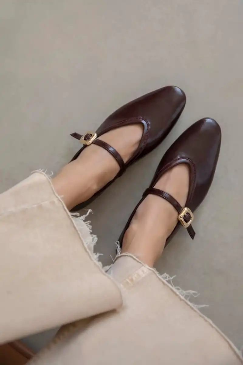 Tony Kadın Kırışık Deri Babet Bordo