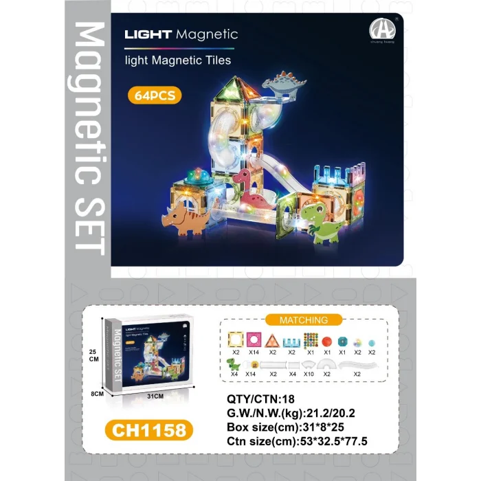 03-ch1158 7,5 Cm Manyetik Bloklar 64 Pcs