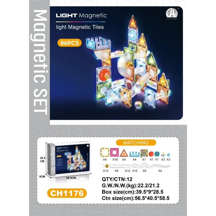 03-ch1176 7,5 Cm Manyetik Bloklar 86 Pcs