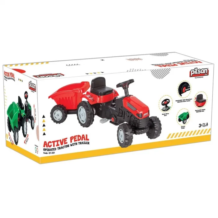 07 316 Active Römorklu Traktör Pedallı Yeşil -pilsan Oyuncak