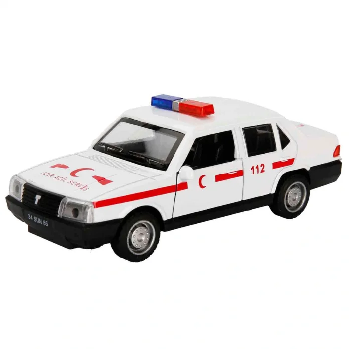 1:32 Sesli ve Işıklı Çek Bırak Araba 13 cm - Polis