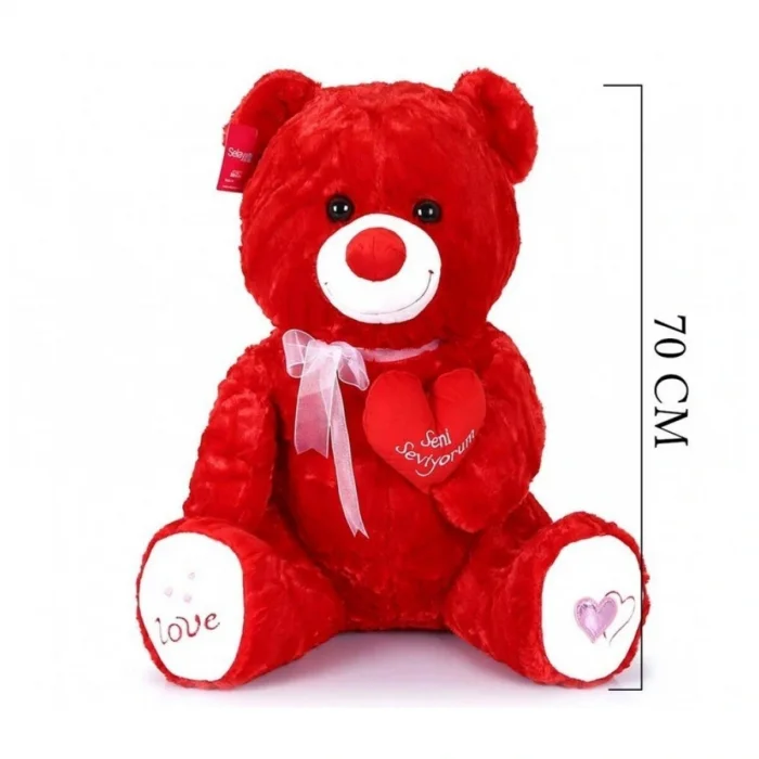 1054 Krm Tıkıl Ayı 70 Cm Kırmızı