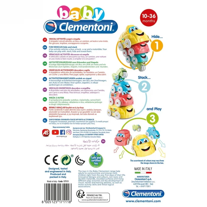 17111 Baby Clementoni - Renkli Araçlar 6-36 Ay