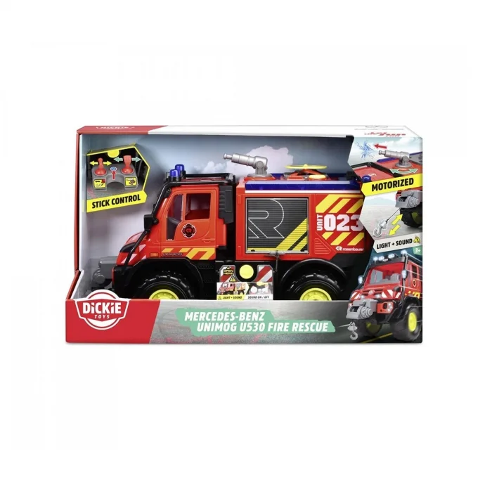 203719033 Dickie Unimog U530 Fire Rescuefreewheel Light Sound İnterior Batte