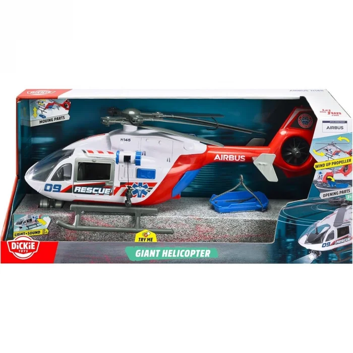 203719035 Giant Helicopterairbus H1450 Light Sound Manual Winch Wind Up Pr