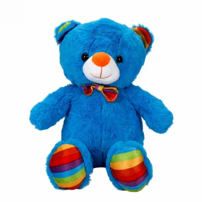 2962 Oturan Kurdeleli Renkli Peluş Ayı 30 Cm -sunman