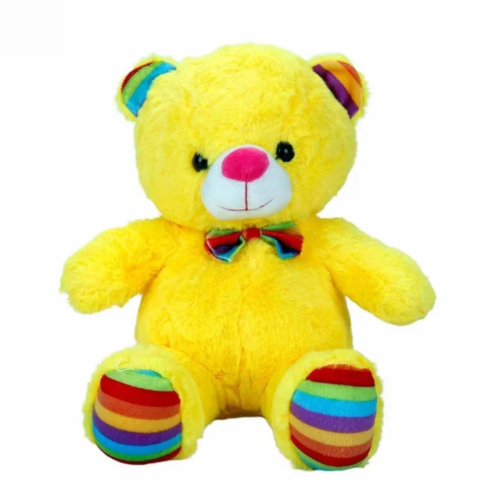 2962 Oturan Kurdeleli Renkli Peluş Ayı 30 Cm -sunman