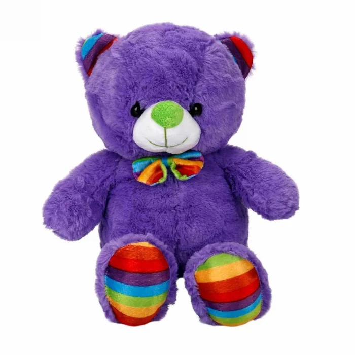 2962 Oturan Kurdeleli Renkli Peluş Ayı 30 Cm -sunman