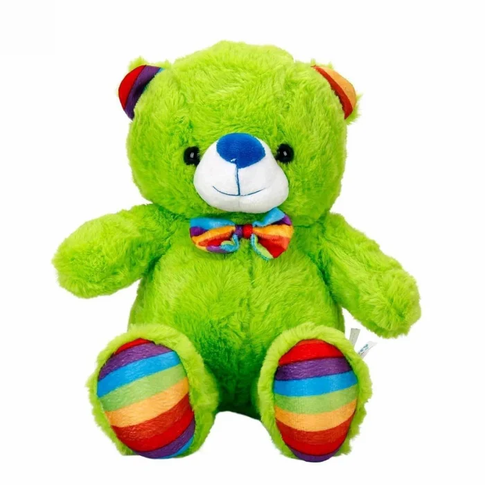 2962 Oturan Kurdeleli Renkli Peluş Ayı 30 Cm -sunman