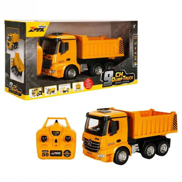5083 Sun-rst-rc İş Makinesi 1 18 Damperli Kamyon Ff Işıklı 9ch 3 7v Usb 2 4ghz