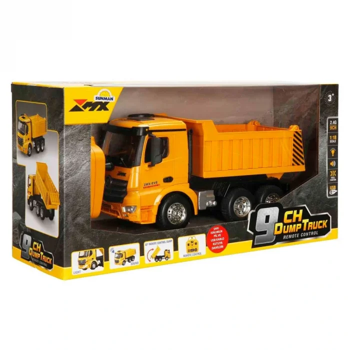 5083 Sun-rst-rc İş Makinesi 1 18 Damperli Kamyon Ff Işıklı 9ch 3 7v Usb 2 4ghz