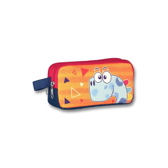 Ümit Çanta Cennec Erkek Çocuk Sevimli Dino Turuncu/Mavi Üçlü İlkokul Çanta Seti