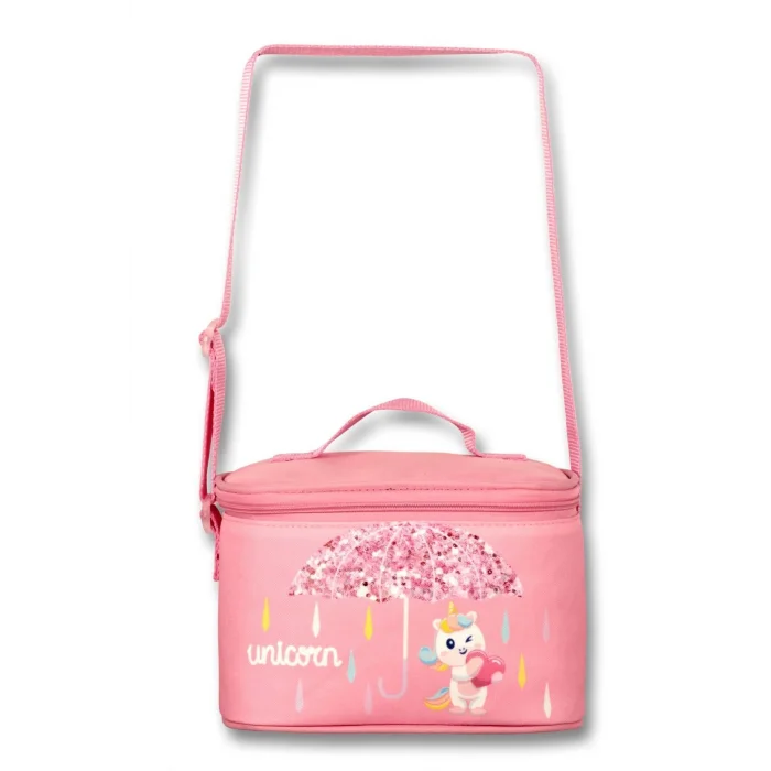 Cennec Simli Unicorn Baskılı Pembe Kız Çocuk Üçlü İlkokul Çanta Seti