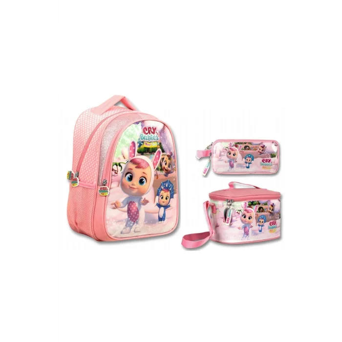 Cry Babies Tavşan Kulaklar Açık Pembe Kız Çocuk Üçlü İlkokul Çanta Seti