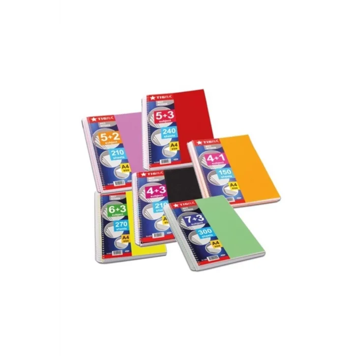 TIGRA - PP Kapak Spiralli Ayraçlı 6+2 Defter 240 Yp