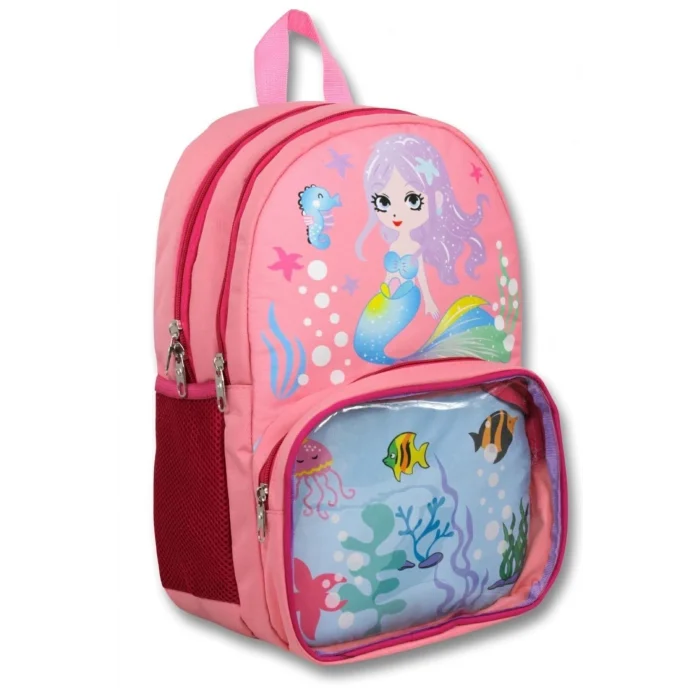 Cennec Şeffaf Bölmeli Pembe Deniz Kızı İlkokul Sırt Çantası - Kız Çocuk