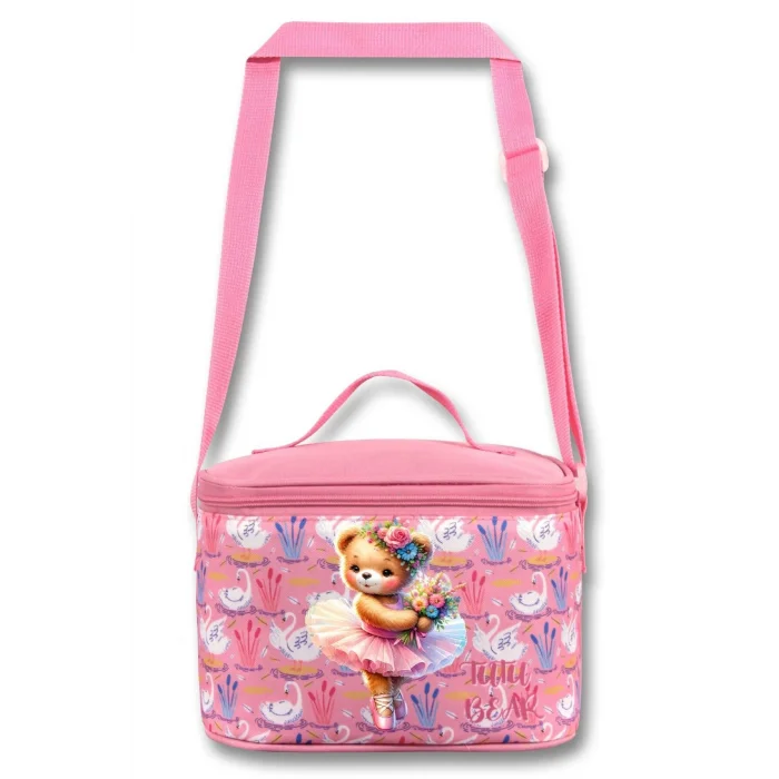 Ümit Çanta 5001 Isı Yalıtımlı Kız Çocuk (Balerin Ayıcık Baskılı, Pembe Renkli) Beslenme Çantası