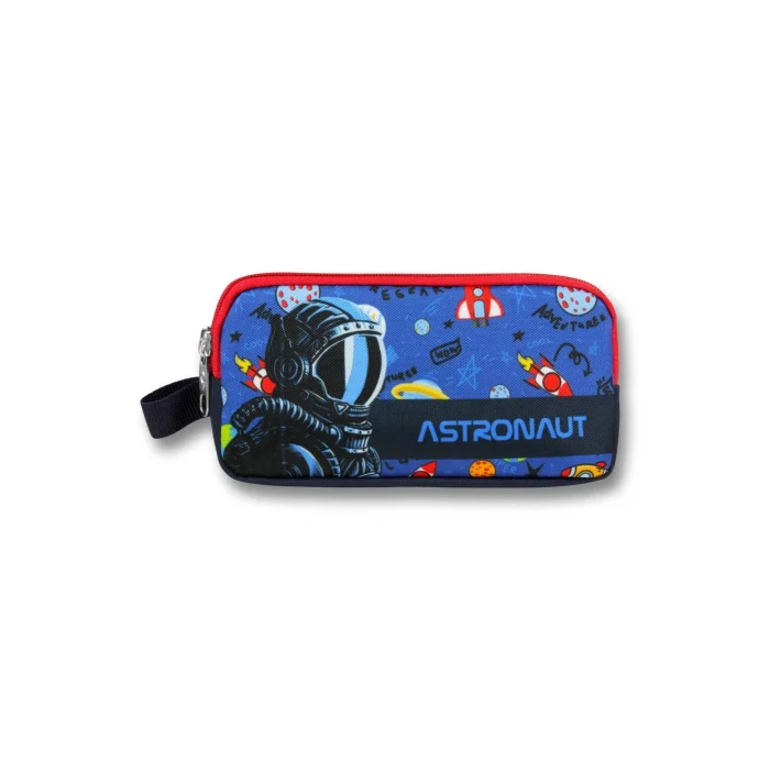 Ümit Çanta Erkek Çocuklar İçin İki Bölmeli Astronot Baskılı Kalemlik - Lacivert Mavi - 5008