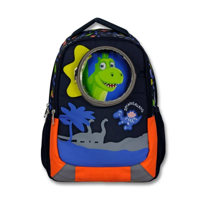 Cennec 5009 (Sevimli Dinazor - Mavi Kırmızı - Erkek Çocuk) Okul Çantası - 3D