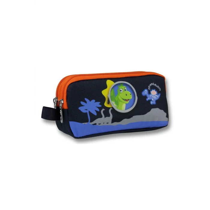 Ümit Çanta 5011 (Sevimli Dinazor Desenli - Mavi Kırmızı Renkli) Erkek Çocuk Kalem Çantası