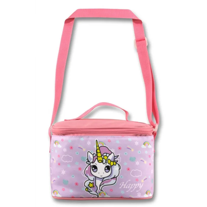 Ümit Çanta Termoslu/Isı Yalıtımlı Beslenme Çantası - 5016 - Gökkuşağı Unicorn, Turkuaz Pembe (kız )