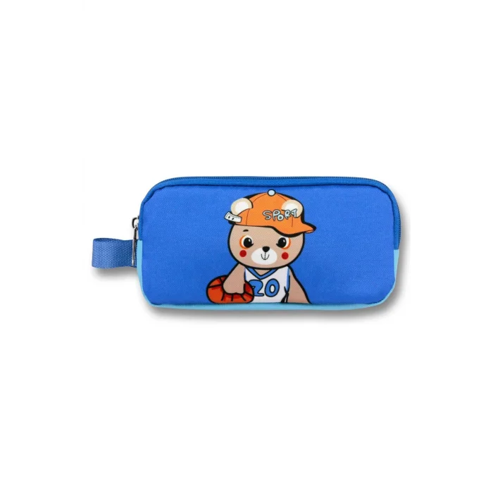 Ümit Çanta 5023 (Şapkalı Ayıcık Desenli - Mavi Renkli) Erkek Çocuk Kalem Çantası