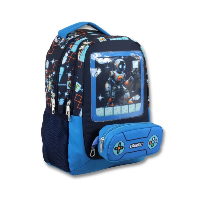 Cennec 5030 (Oyun Konsolu - Mavi Siyah - Erkek Çocuk) Okul Çantası - Kalemlikli