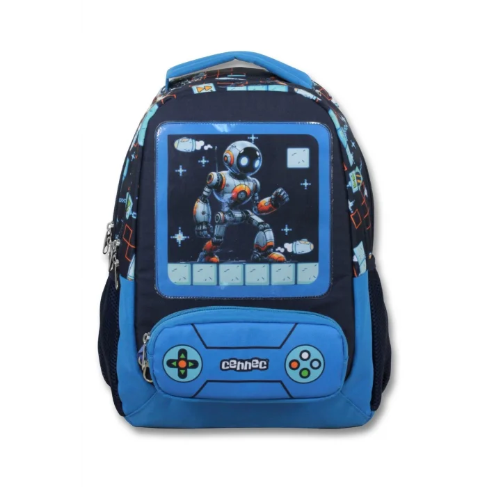 Cennec 5030 (Oyun Konsolu - Mavi Siyah - Erkek Çocuk) Okul Çantası - Kalemlikli