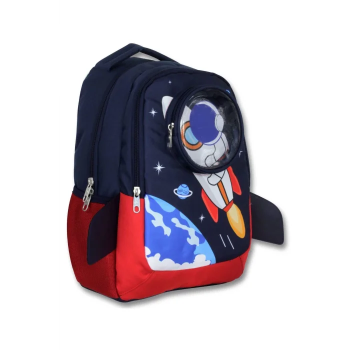 Cennec 5042 (3D Astronot - Lacivert Kırmızı - Erkek Çocuk) Okul Çantası