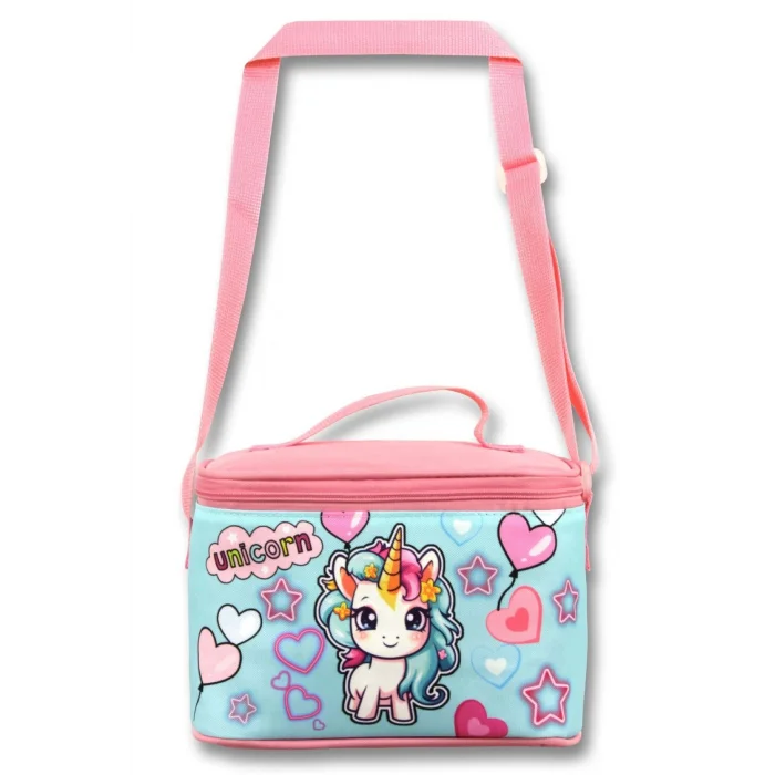 Ümit Çanta 5049 Isı Yalıtımlı kız (Bebek Unicorn Baskılı, Pembe Turkuaz Renkli) Beslenme Çantası