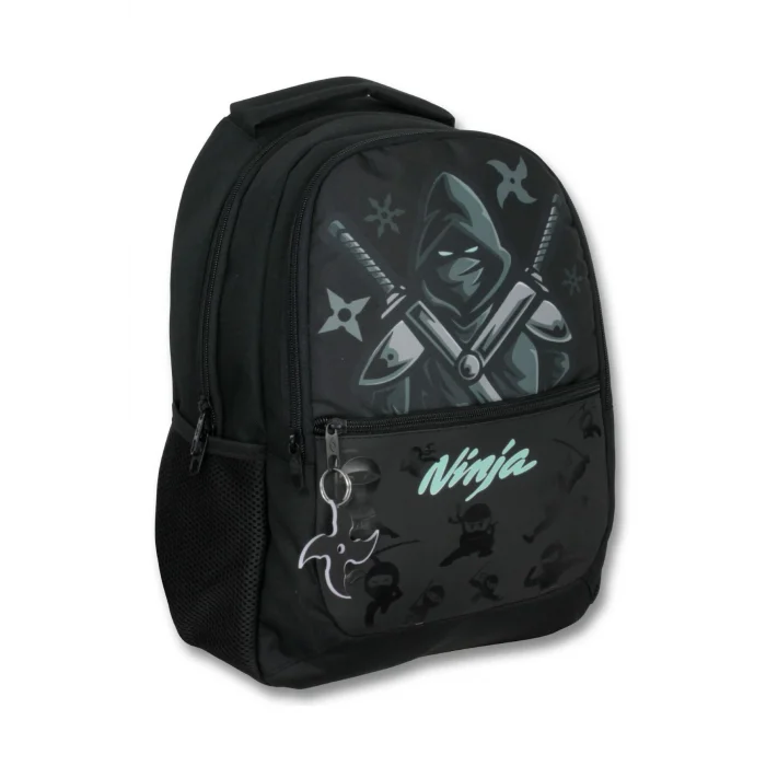 Ümit Çanta Üç Gözlü Erkek Çocuk İlkokul Çantası - Ninja - Siyah Turkuaz - 5066