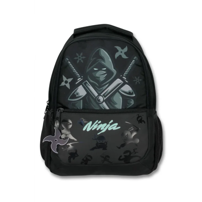 Ümit Çanta Üç Gözlü Erkek Çocuk İlkokul Çantası - Ninja - Siyah Turkuaz - 5066
