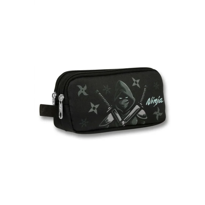 Ümit Çanta Siyah Turkuaz Ninja Desenli Kalem Çantası - Erkek Çocuk - 5068