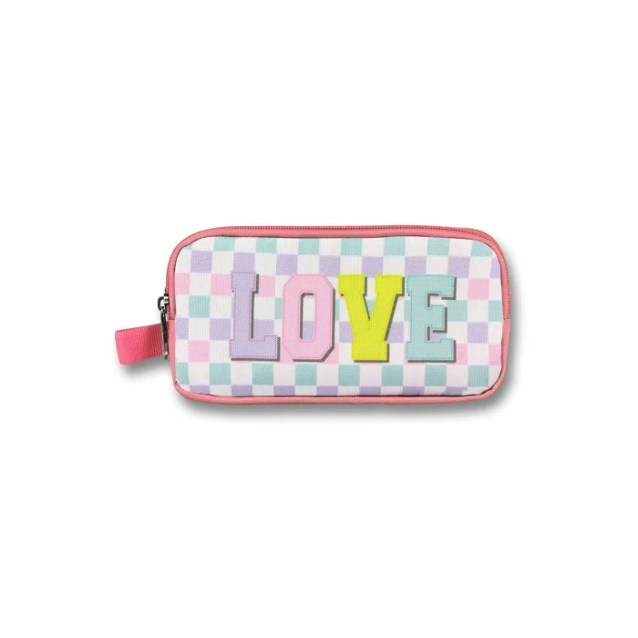 Ümit Çanta Pembe Sarı Love Desenli Kalem Çantası - Kız Çocuk - 5085