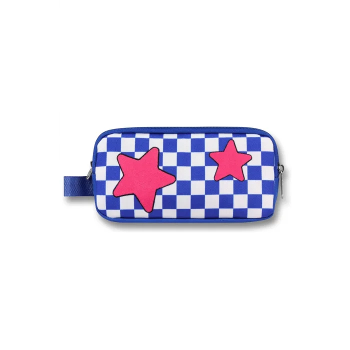 Ümit Çanta 5087 (Yıldız Desenli - Mavi Kırmızı Renkli) Kız Çocuk Kalem Çantası