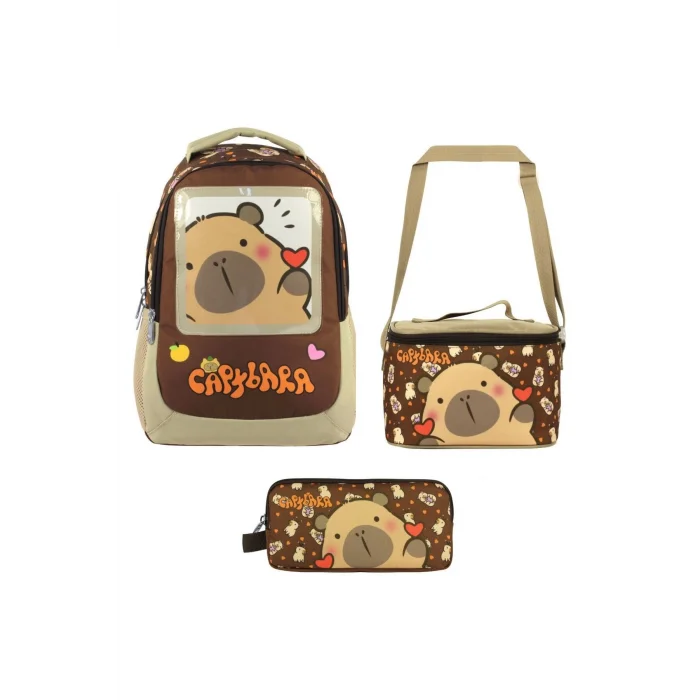 (Erkek Çocuk - Kahverengi) İlkokul Üçlü Çanta Seti - SETCPB5209A