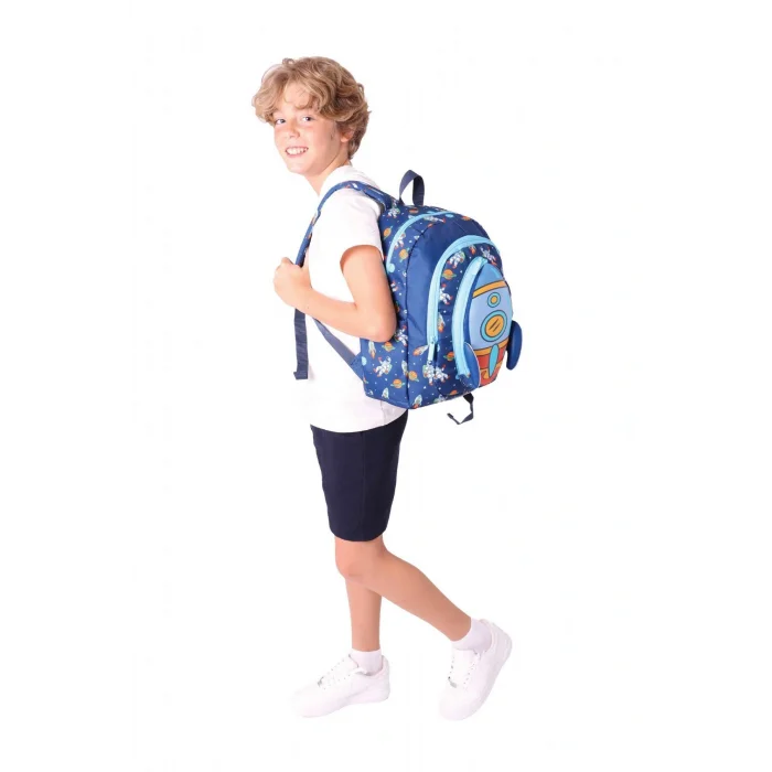 Kids Üç Gözlü (Erkek Çocuk) Okul Sırt Çantası (Roket Detaylı) - L5260
