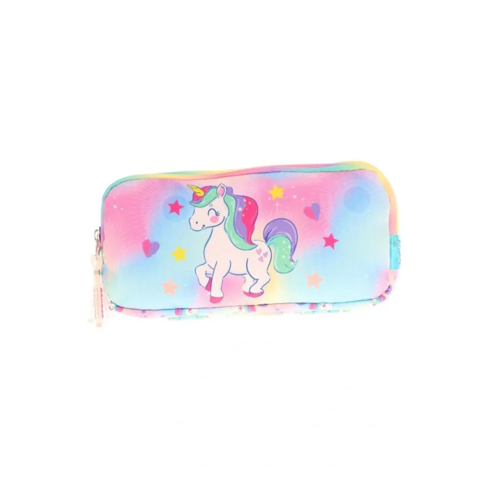 Kids Çok Renkli, Unicorn, Kız Çocuk Üç Gözlü Okul Kalem Çantası - L8243
