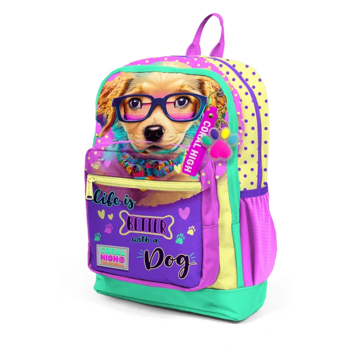 Gözlüklü Köpek Desenli Okul Çantası 23752