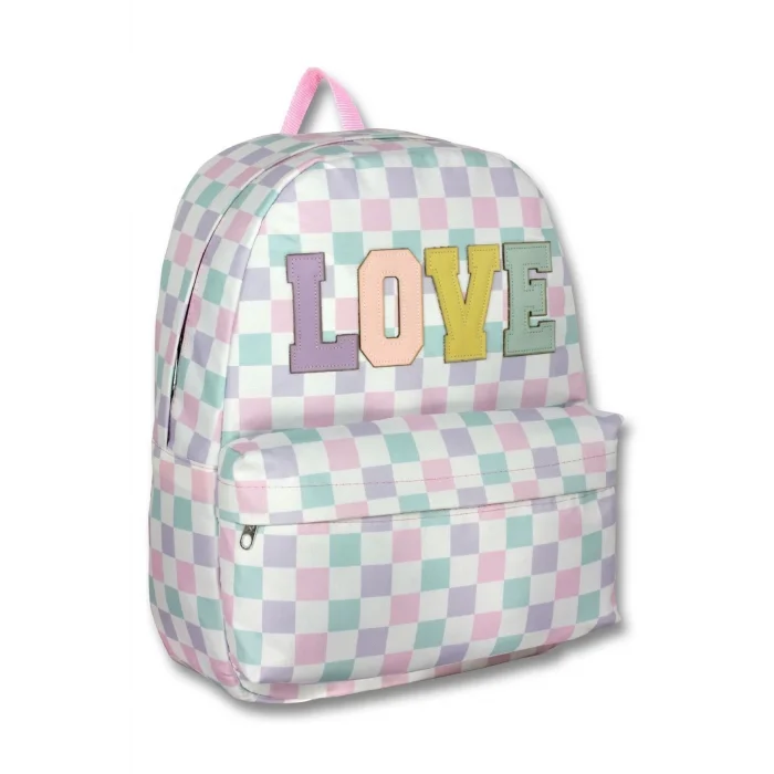 (Mor Yeşil - Deri Love Yazılı - Kız) Okul Sırt Çantası ve Kalem Çantası Seti - SETUMT5084C