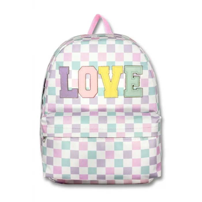 (Mor Yeşil - Deri Love Yazılı - Kız) Okul Sırt Çantası ve Kalem Çantası Seti - SETUMT5084C