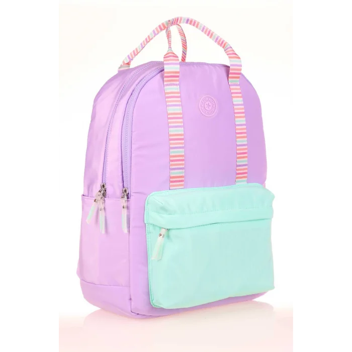 Double Stripe Sırt Çantası Lila K1764 (LİSANSLI)